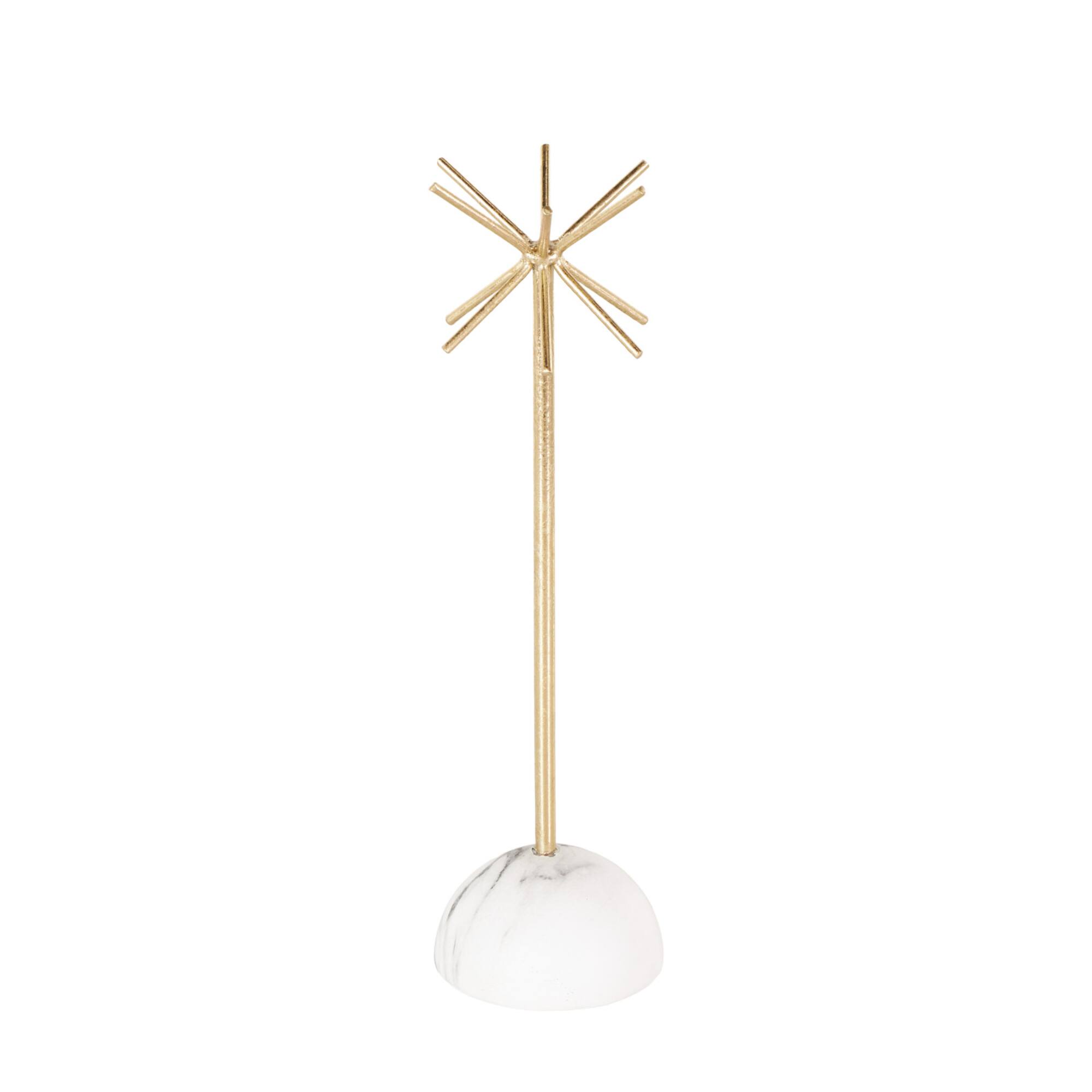 13" Gold Metal 12-Slot Jewelry Stand with White Base